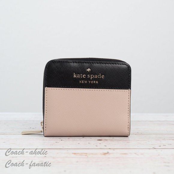 NWT Kate Spade Staci Colorblock Small Zip Around Wallet in Warm Beige Multi - Picture 3 of 8